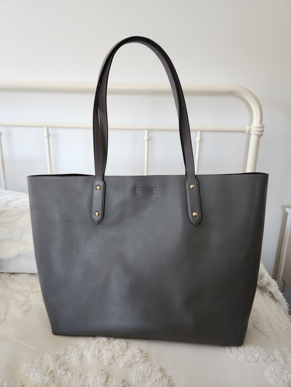 Coach Classic Gray Leather Tote Bag - Women's Everyday Carry